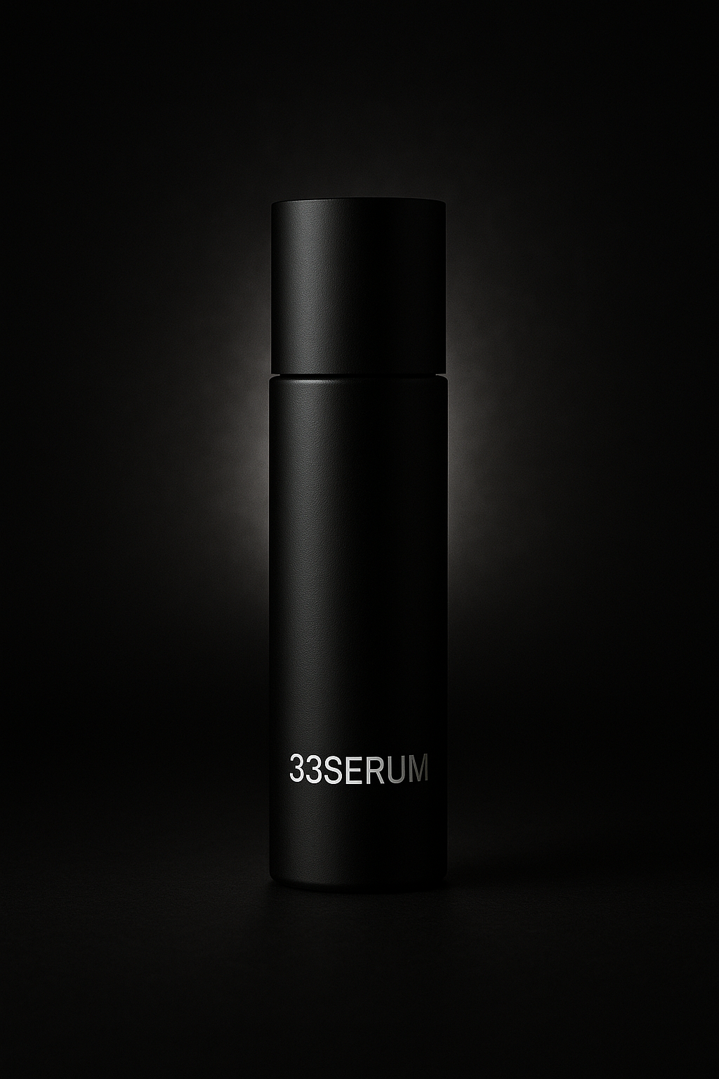 A sleek vial of 33serum skincare product